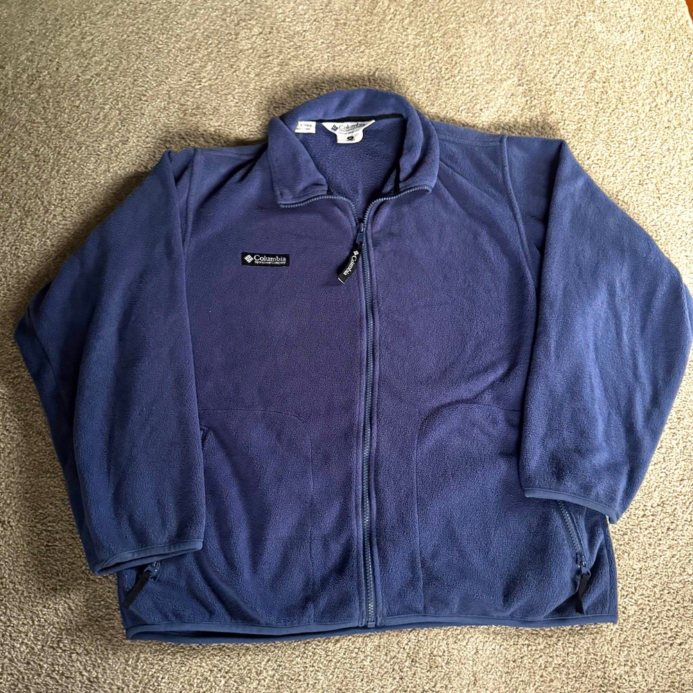Columbia women's Full Zip Blue Jacket Size M Stand-Up Collar Logo Regular Fit